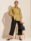 Khaki Zigzag Print Linen Shirt