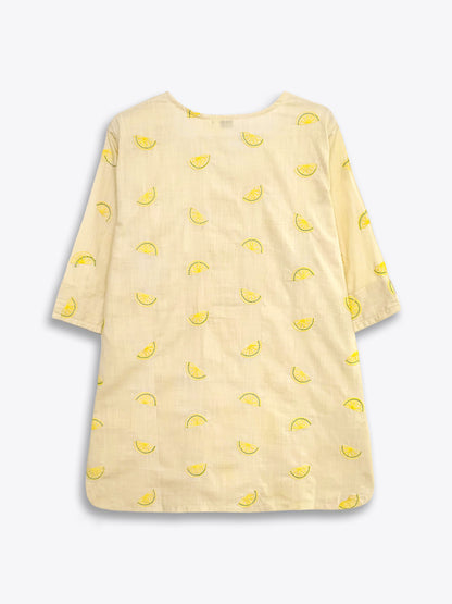 Lemon Embroidered Cotton Top