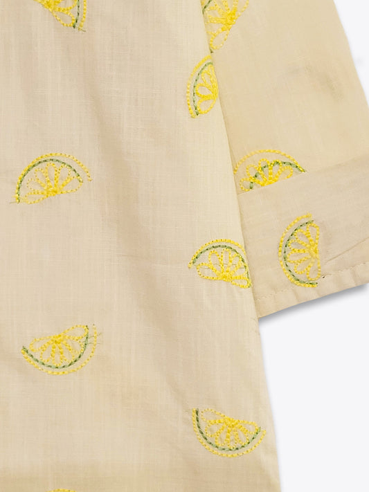 Lemon Embroidered Cotton Top
