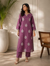 Mauve Embroidered Teardrop Paisley Kurta Set