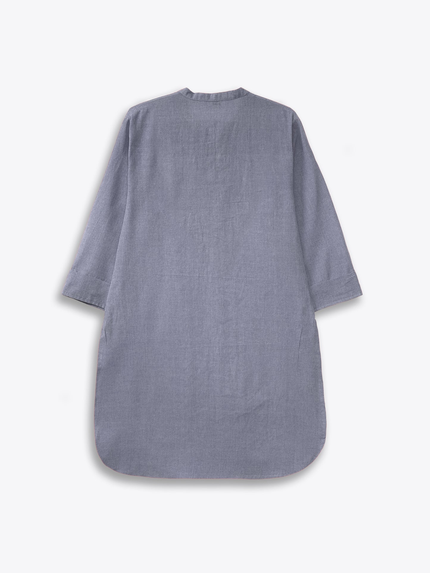 Mandarin Collar Mid-Length Kurta Set – Slate Grey
