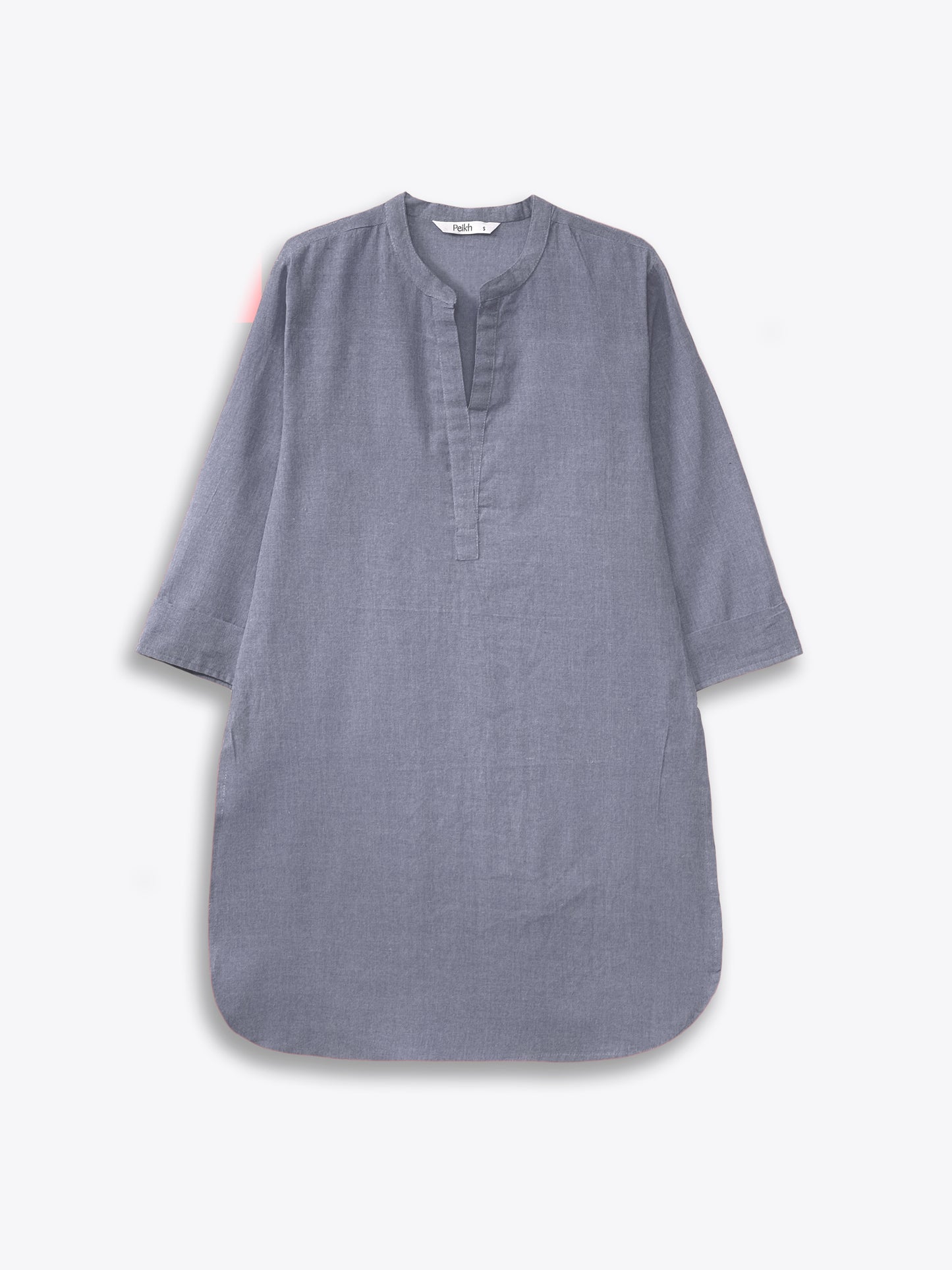 Mandarin Collar Mid-Length Kurta Set – Slate Grey
