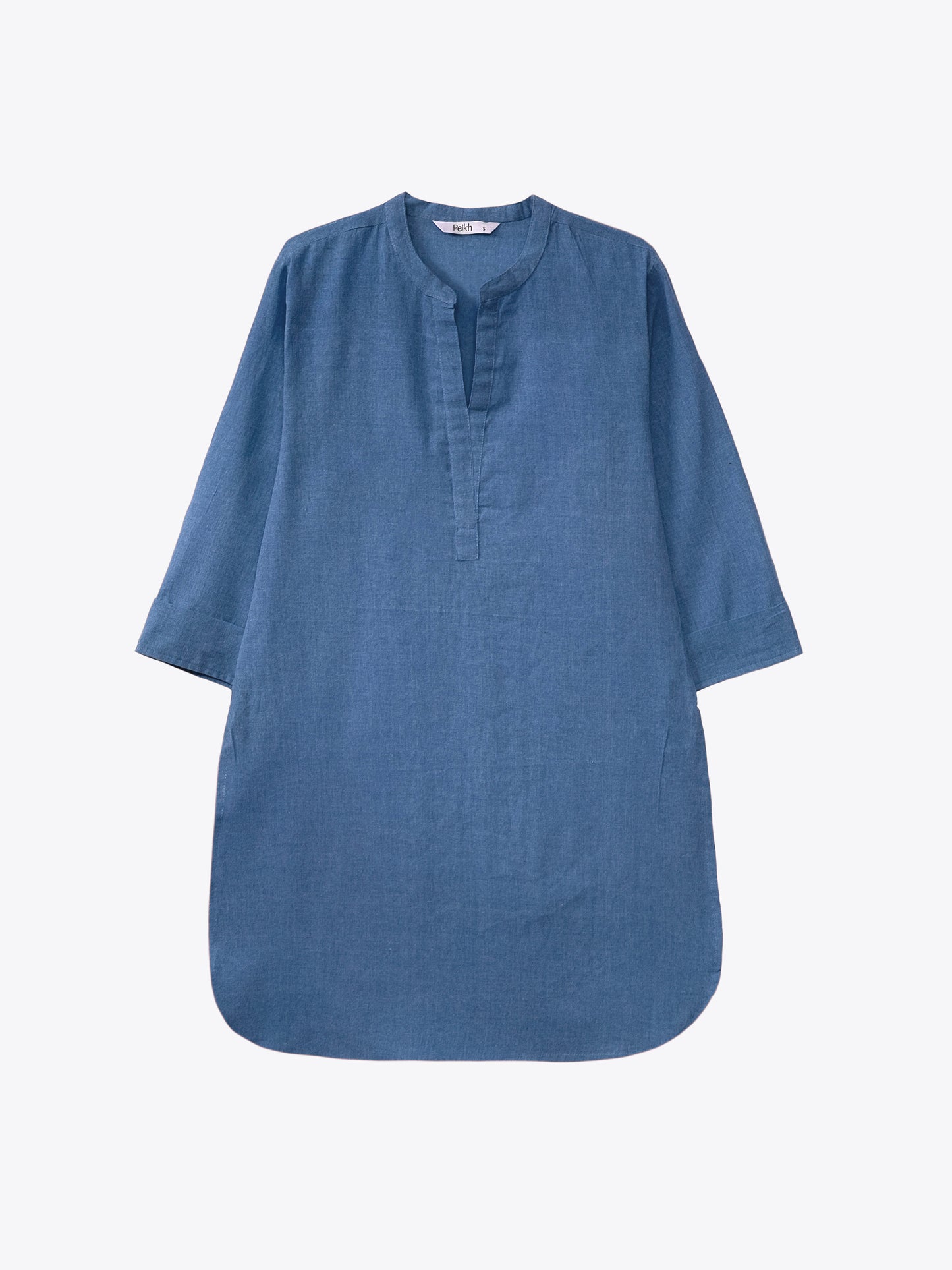 Mandarin Collar Mid-Length Kurta Set – Cobalt Blue