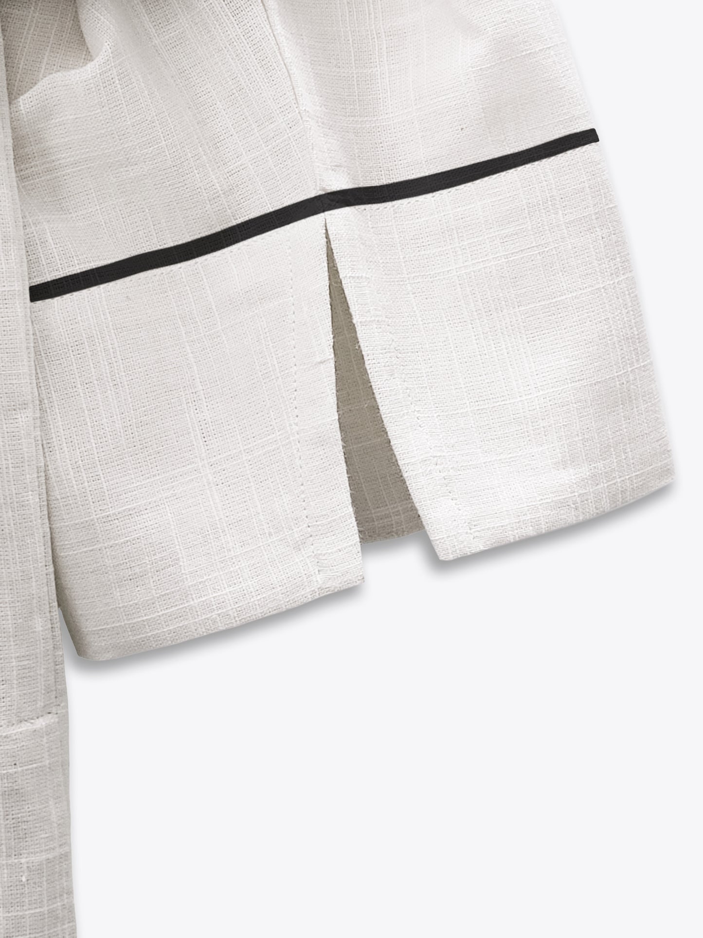 White Cotton Shirt With Black Piping.