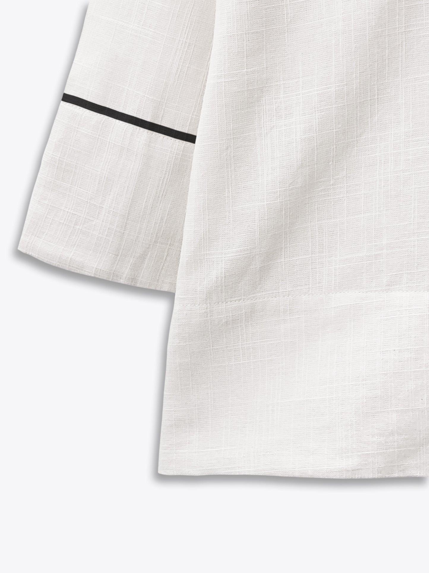 White Cotton Shirt With Black Piping.