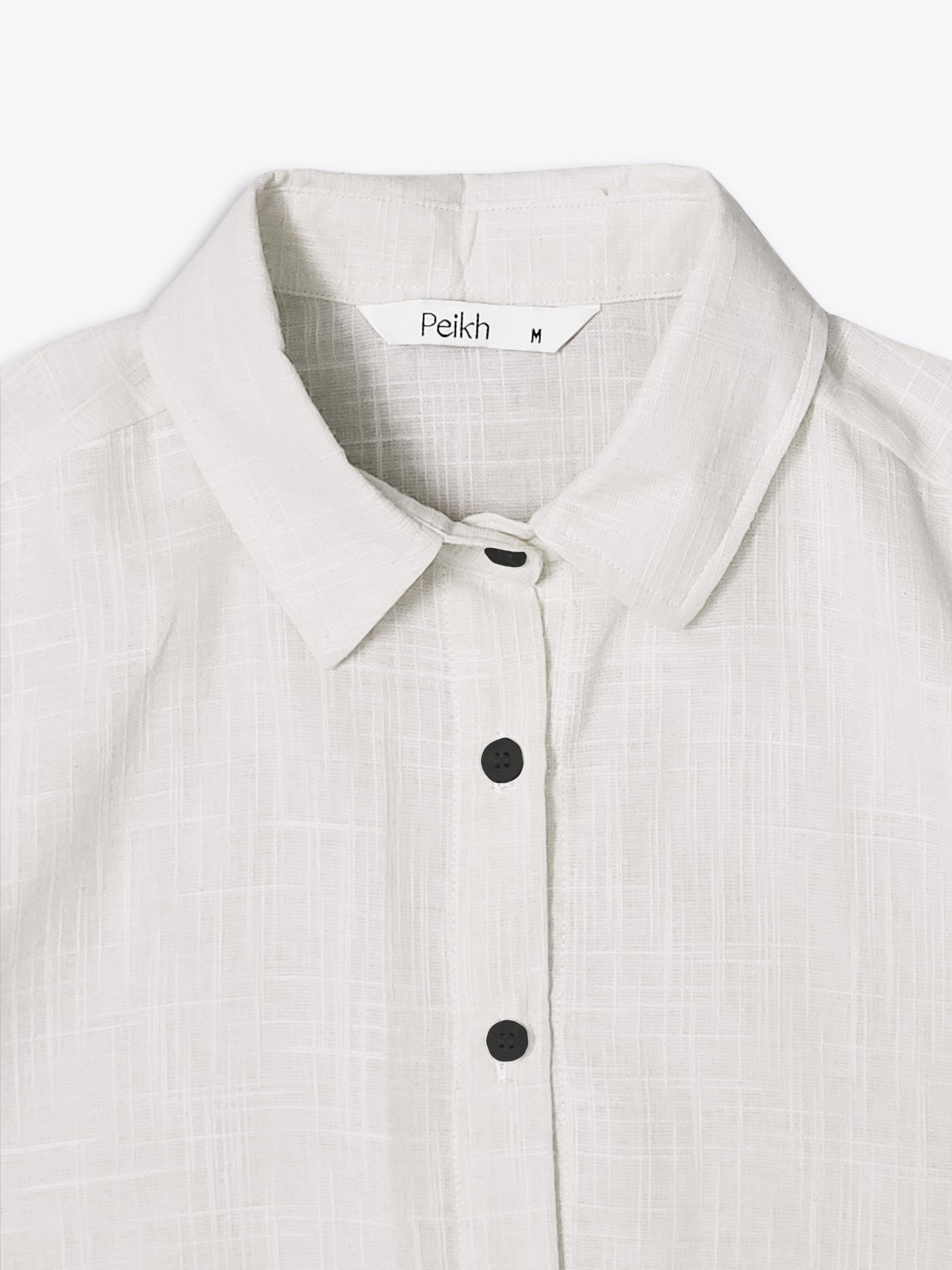 White Cotton Shirt With Black Piping.