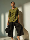Olive Cotton Embroidered Top