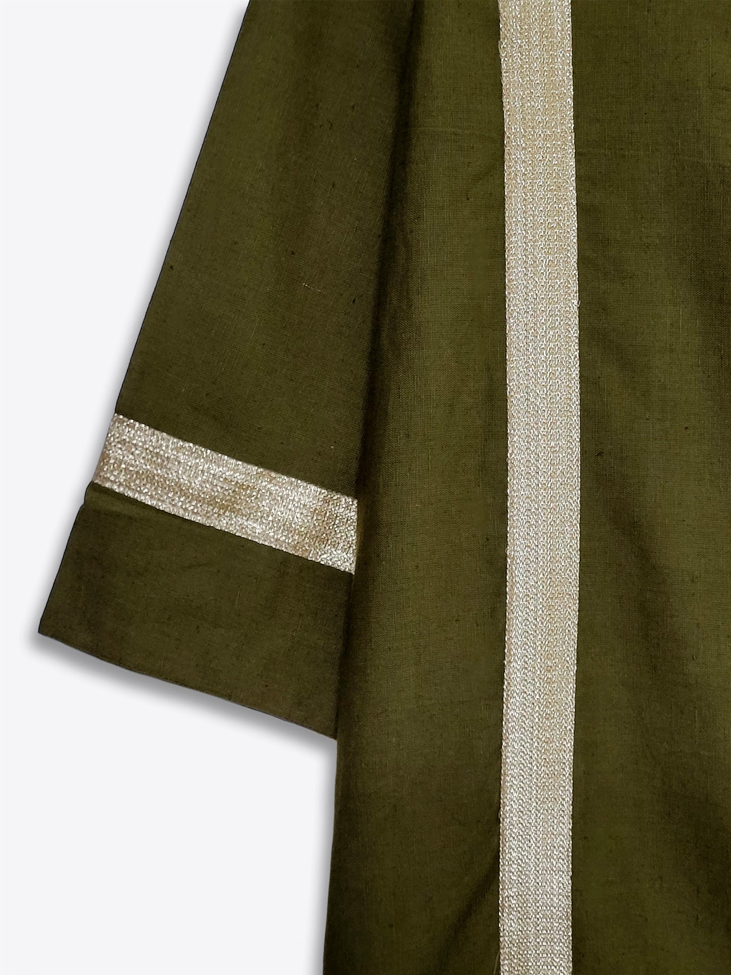 Olive Green Embellished Cotton Straight Kurta Set