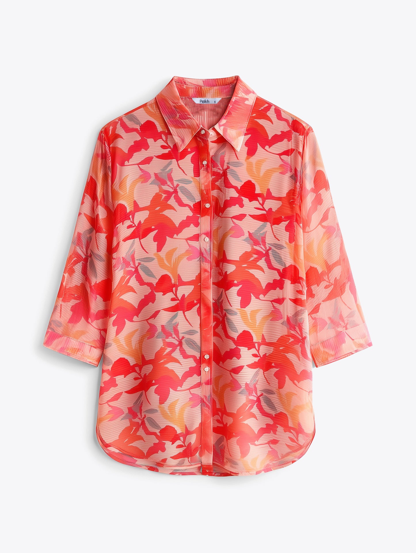 Printed Coral Chanderi Shirt