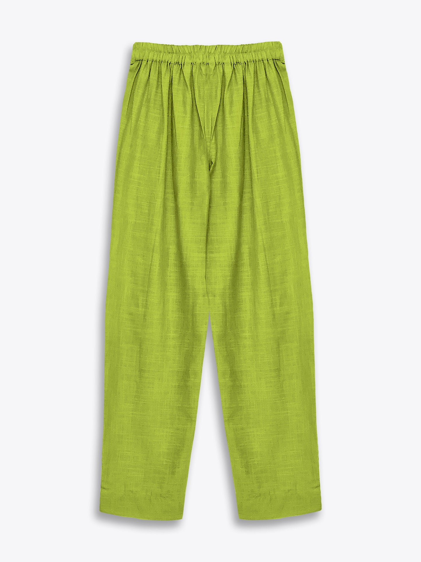 Lime Green Pearl Work V-Neck Cotton Kurta Set