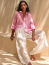 Candy Pink Summer Cotton Shirt