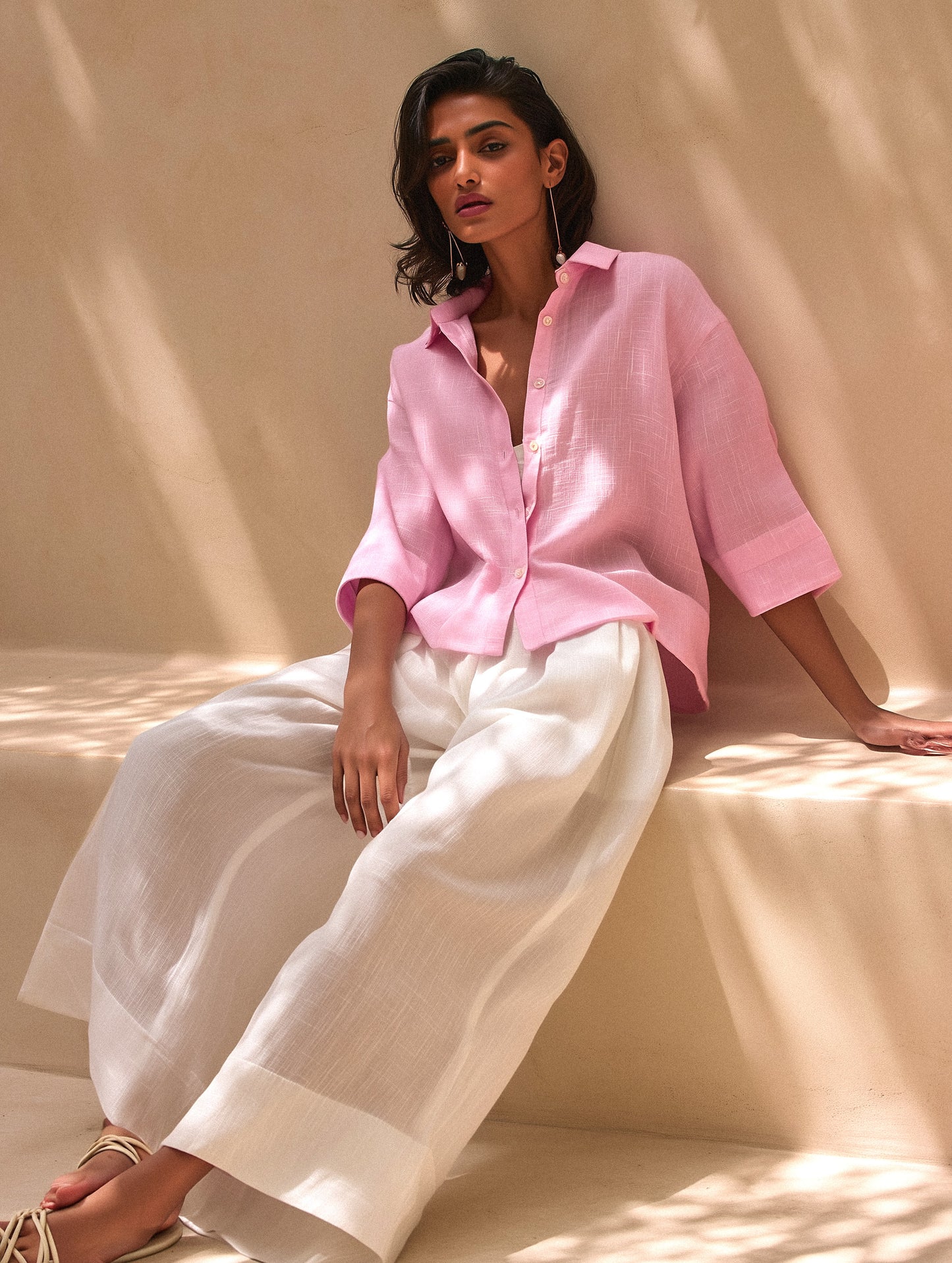 Candy Pink Summer Cotton Shirt