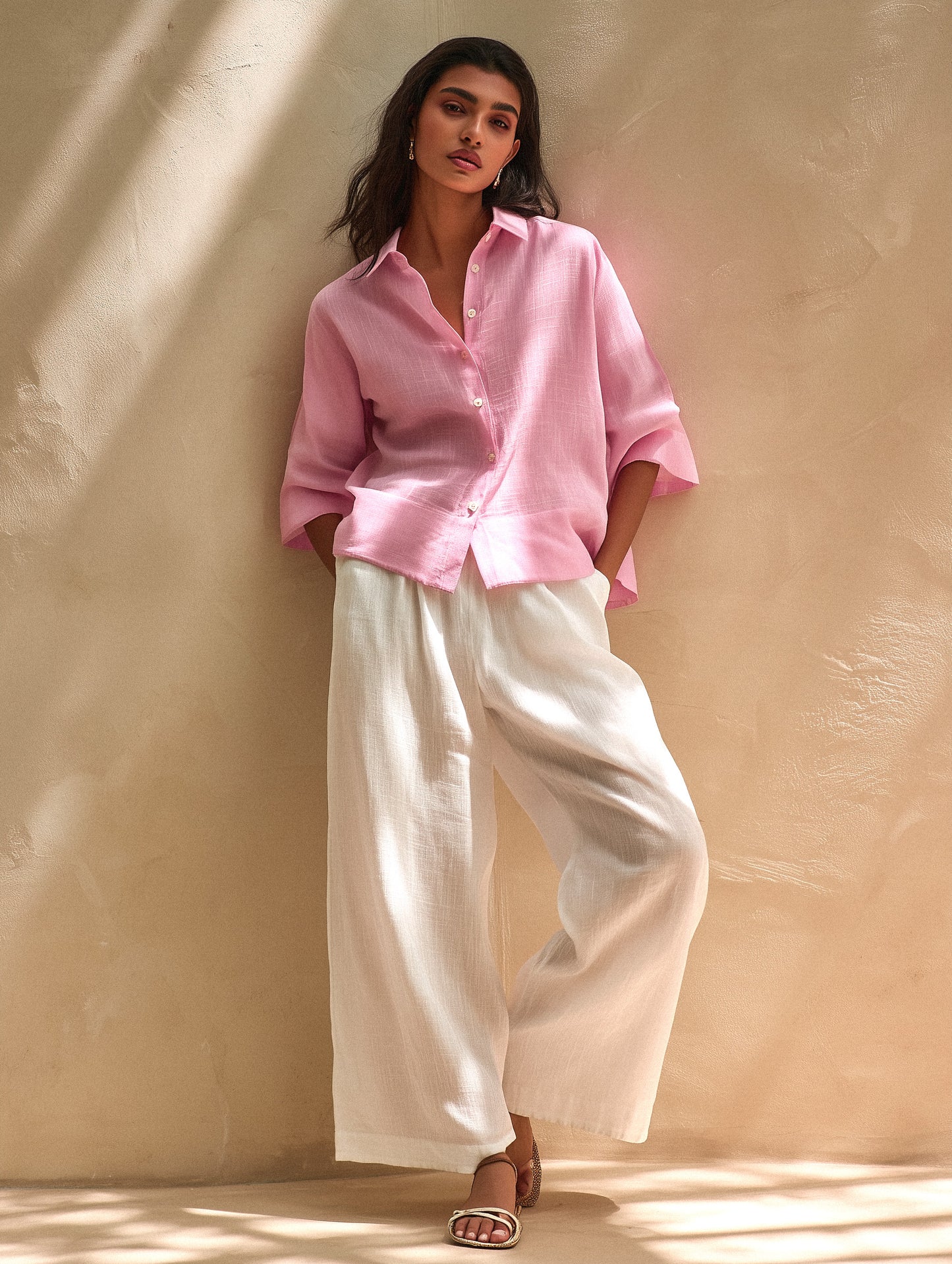 Candy Pink Summer Cotton Shirt