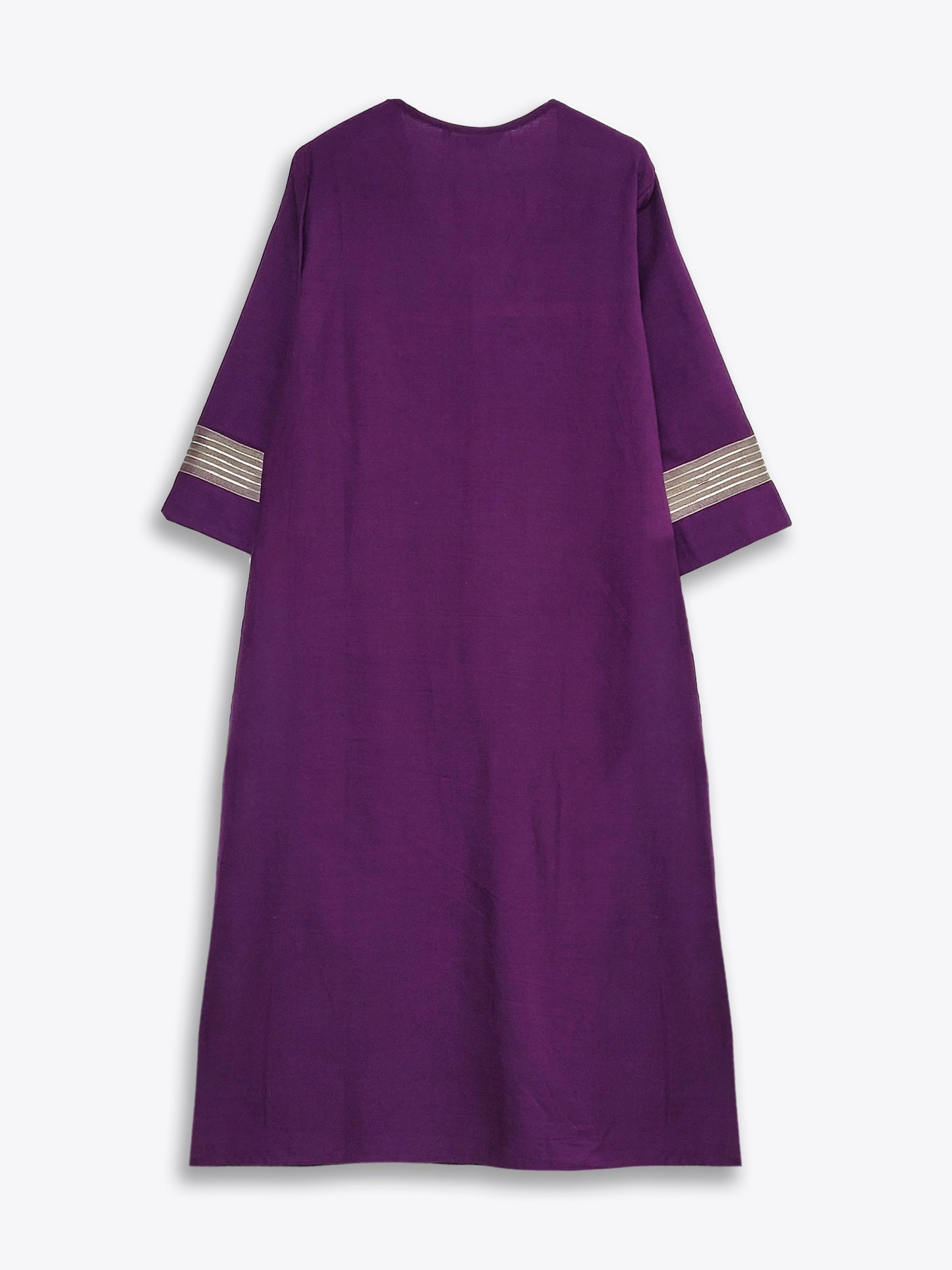 Purple Embellished Cotton Straight Kurta Set