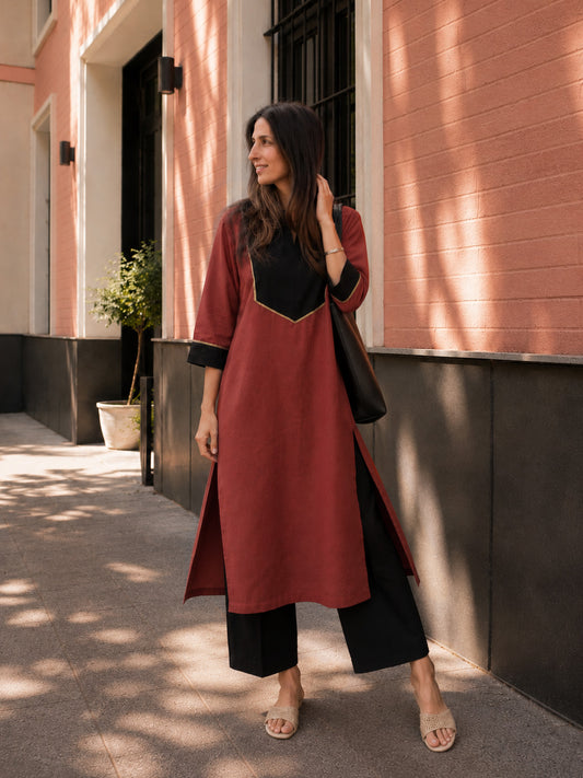 Rust Noir Kurta Set
