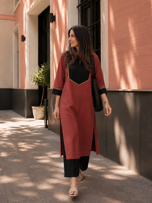 Rust Noir Kurta Set