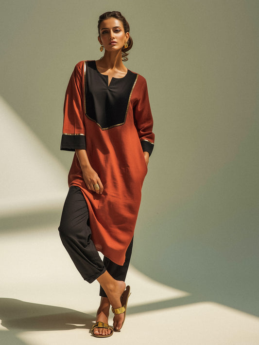Rust Noir Kurta Set