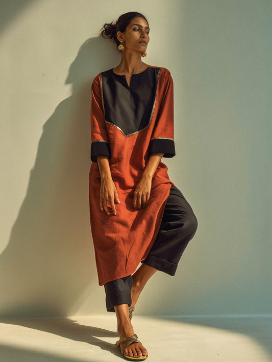 Rust Noir Kurta Set
