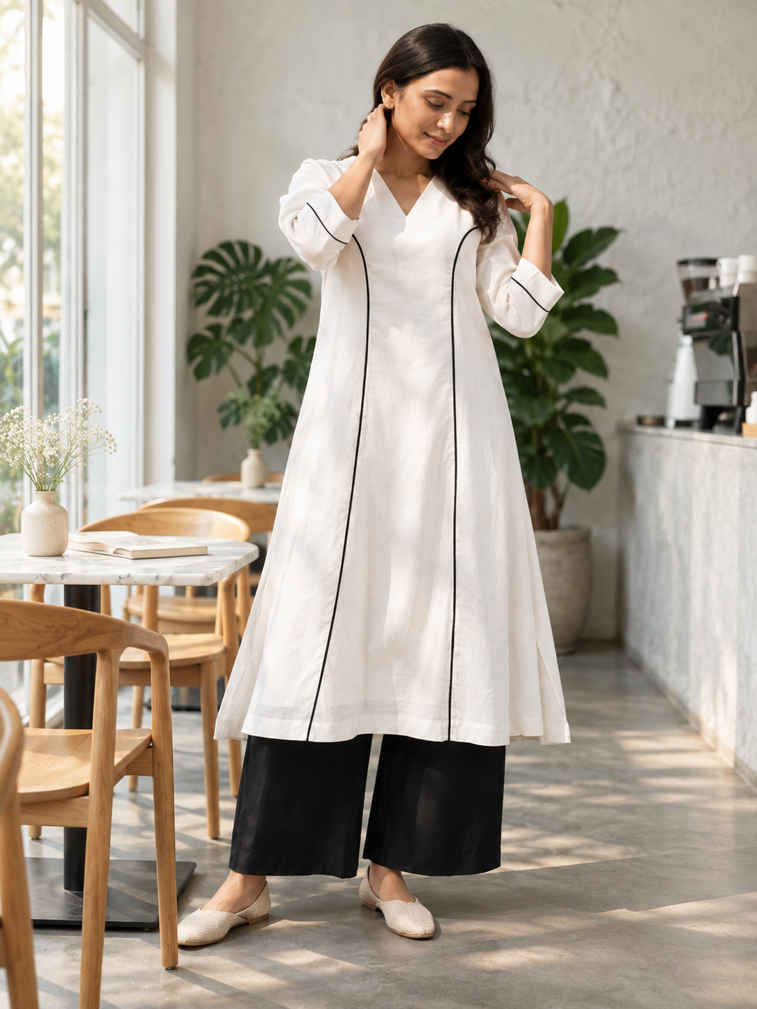 SAAF – White A Line Kurta Set