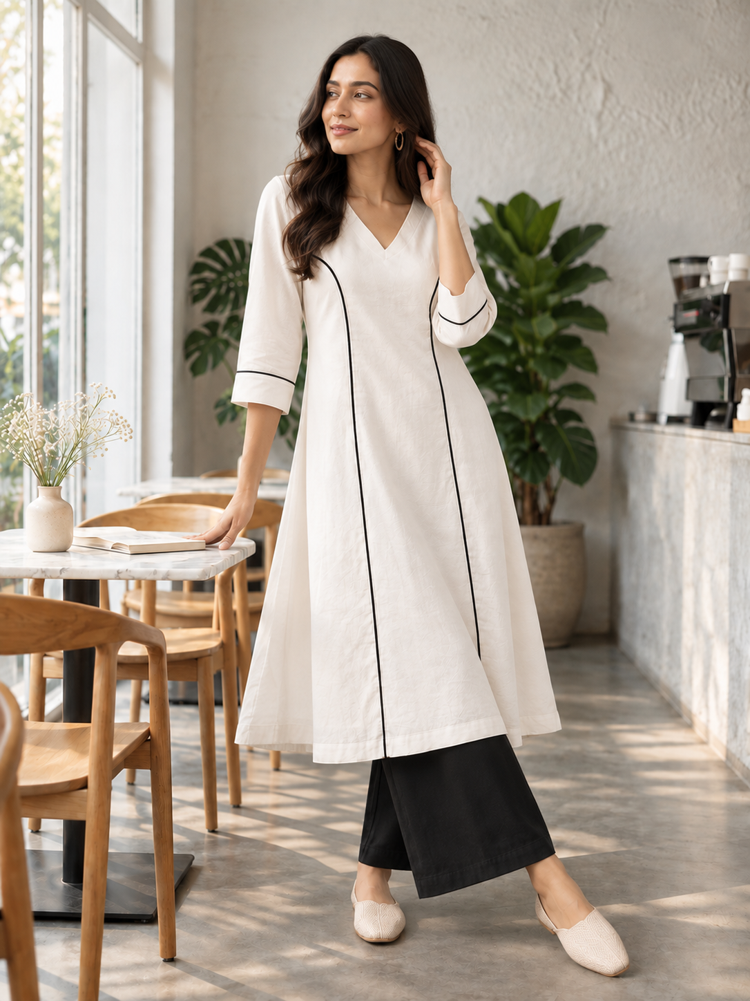 SAAF – White A Line Kurta Set