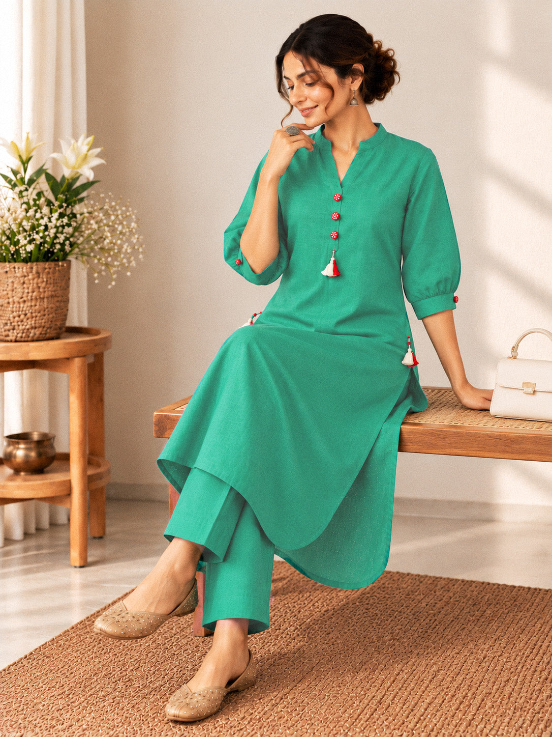 MOR - Teal Green Kurta Set