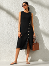 Black Buttoned A-Line Dress