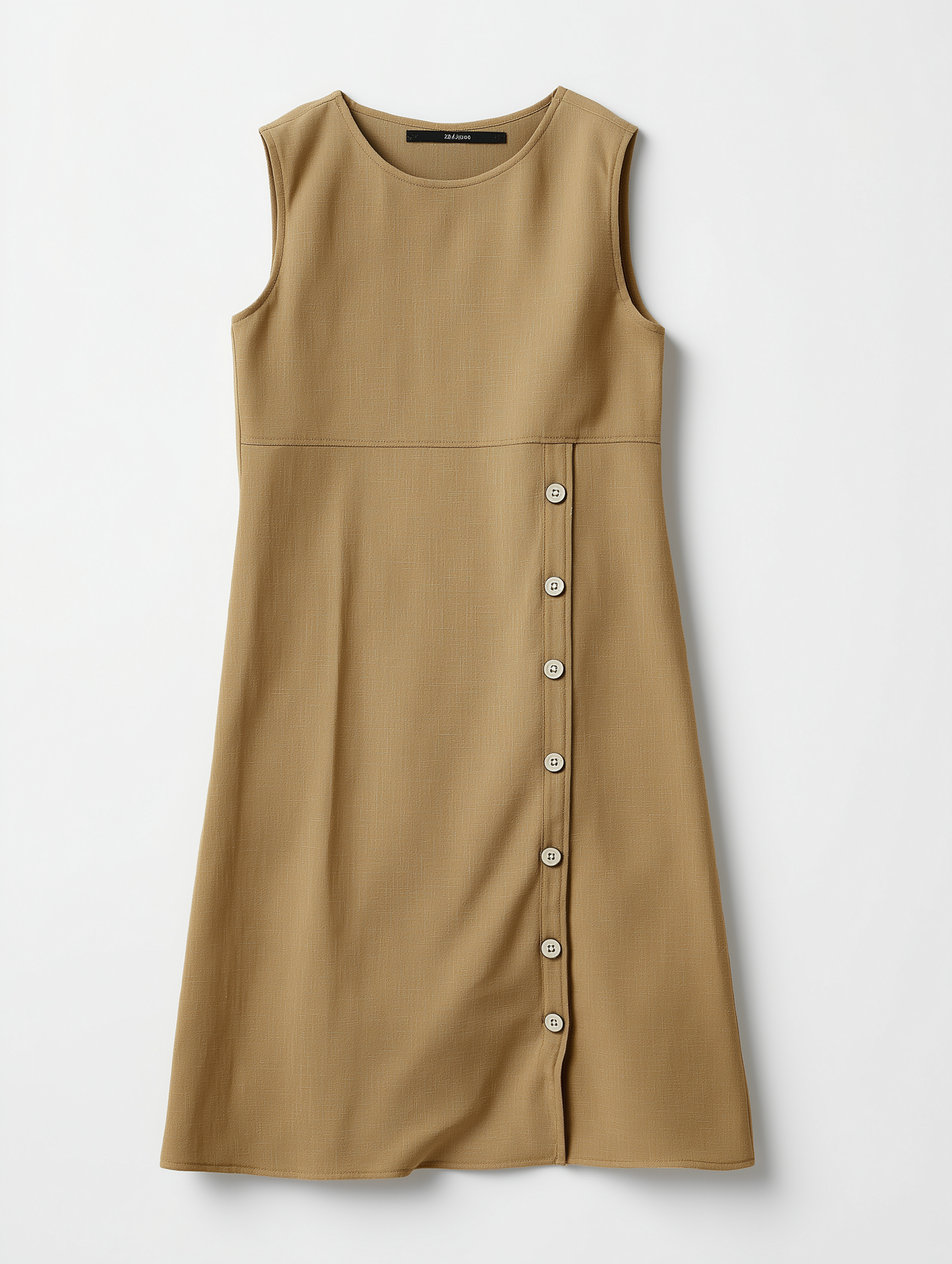 Brown Buttoned A-Line Dress
