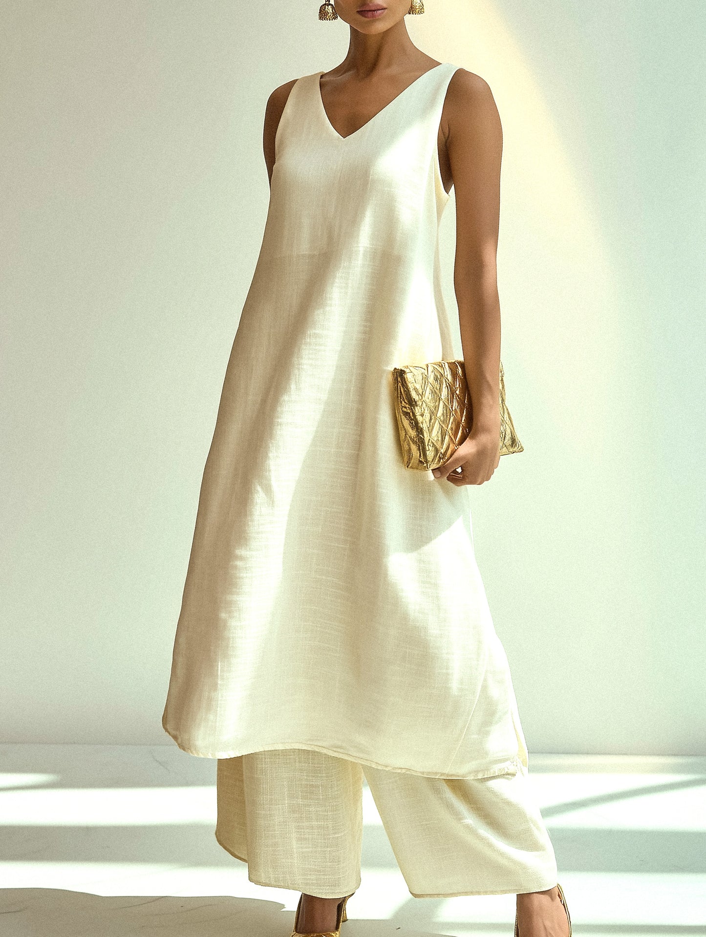 Off-White A-Line Kurta Set