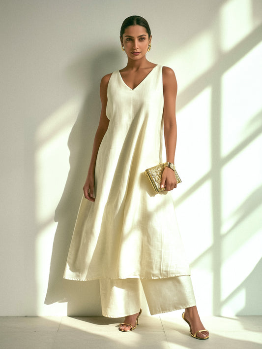 Off-White A-Line Kurta Set