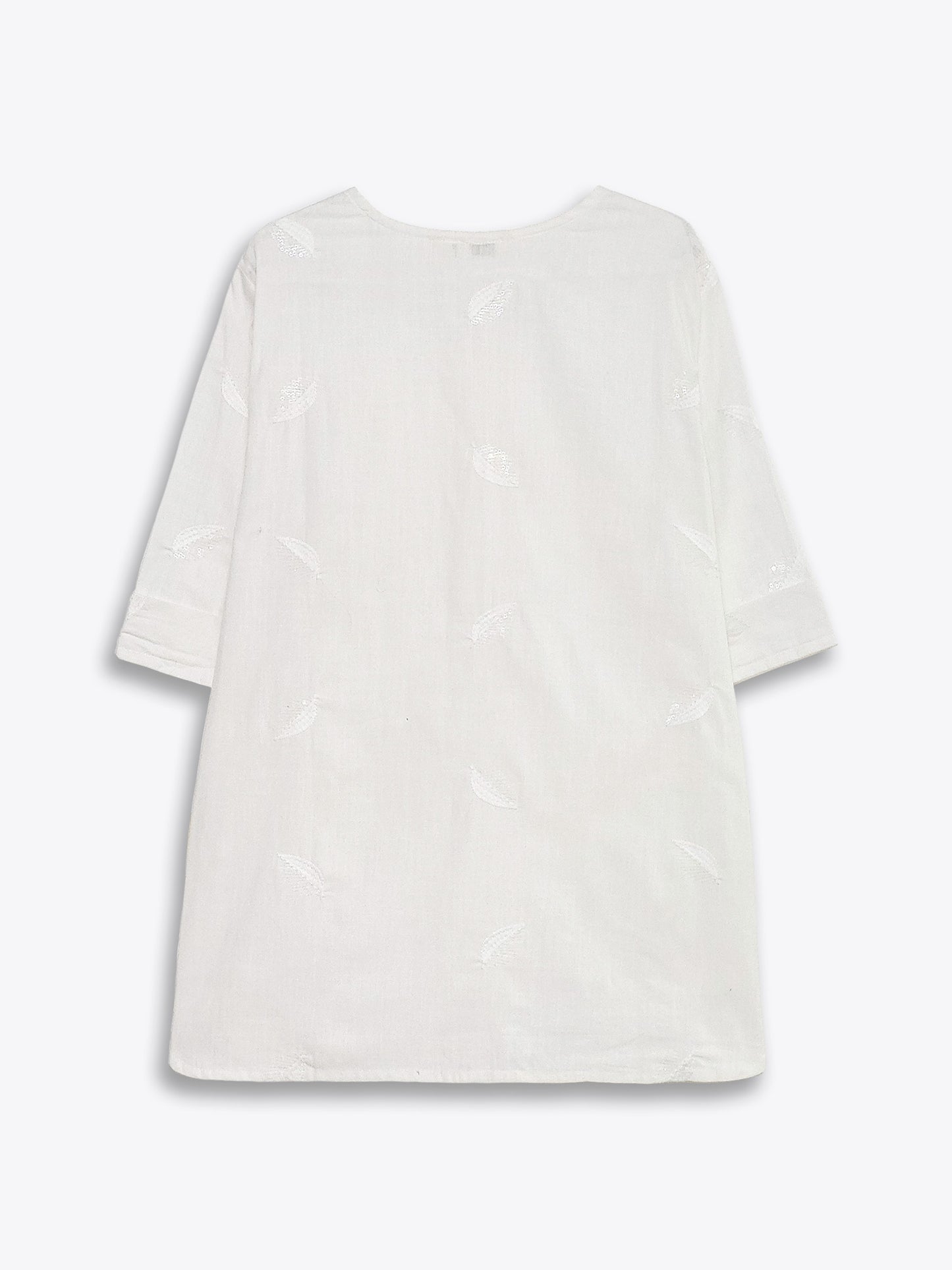 White Embroidered Cotton Top
