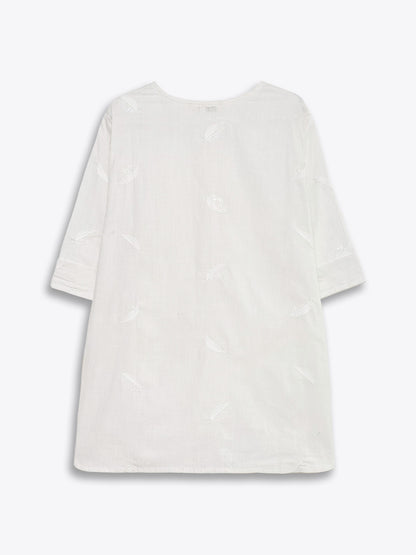 White Embroidered Cotton Top