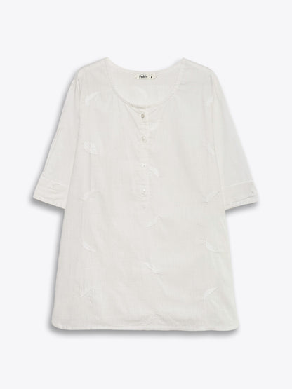 White Embroidered Cotton Top