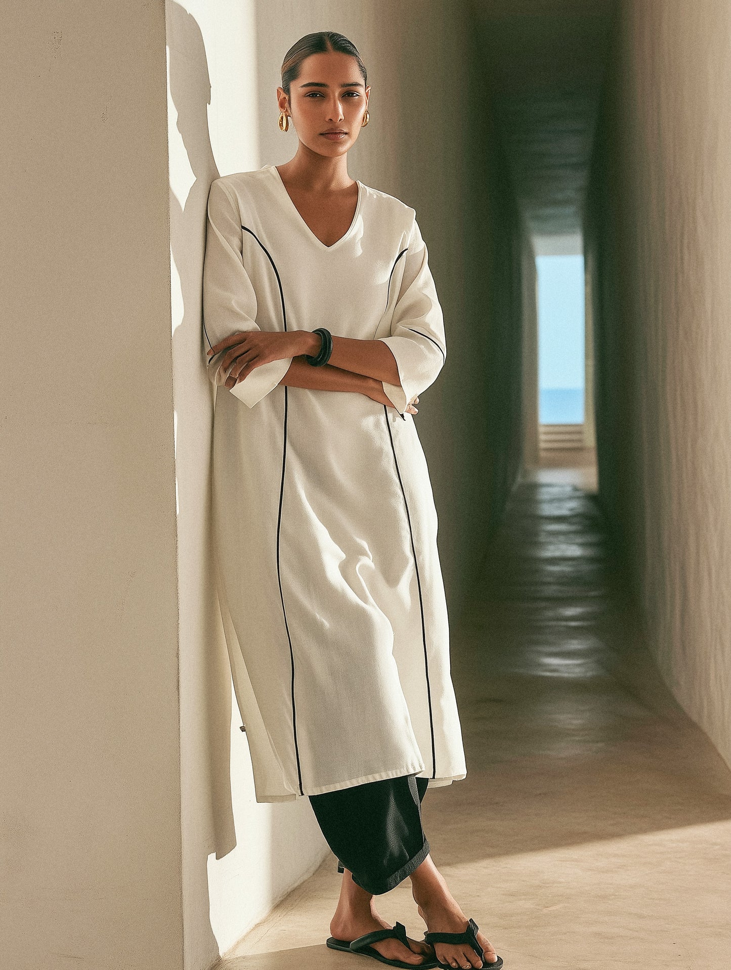 SAAF – White A Line Kurta Set