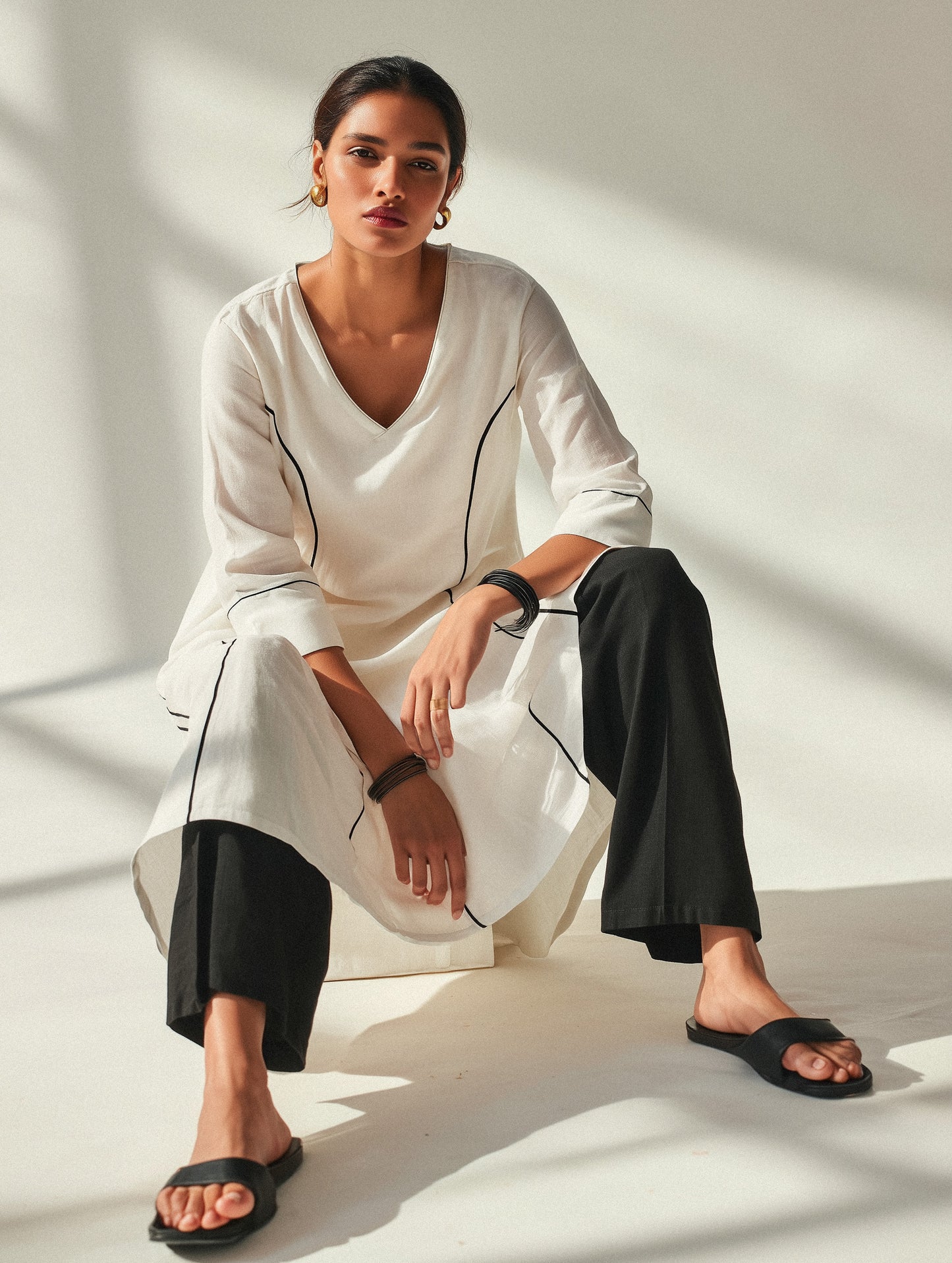 SAAF – White A Line Kurta Set