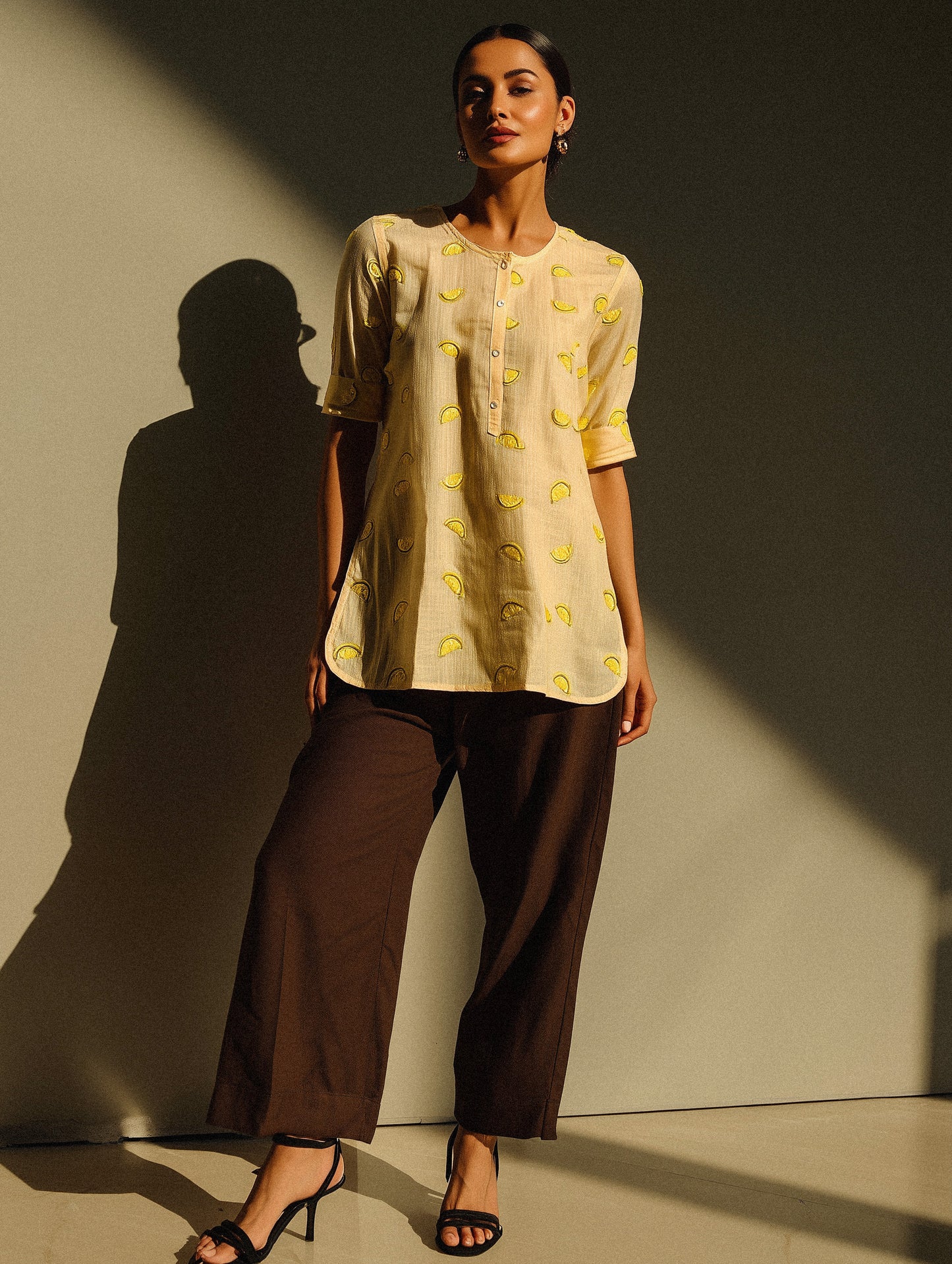 Lemon Embroidered Cotton Top